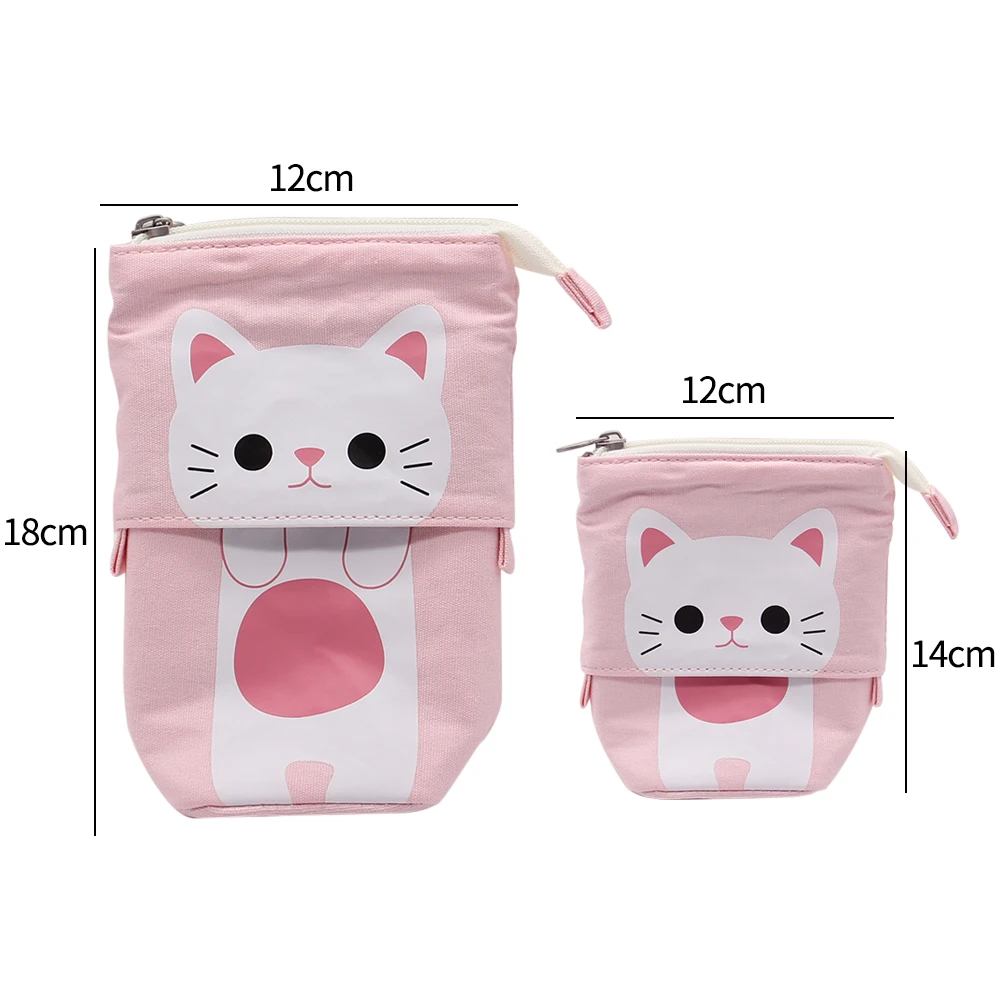 Гибкий пенал с большим котом, качественная ткань, школьные принадлежности, канцелярские принадлежности, подарок, школьная милая коробка для ручек, пенал, сумка-органайзер