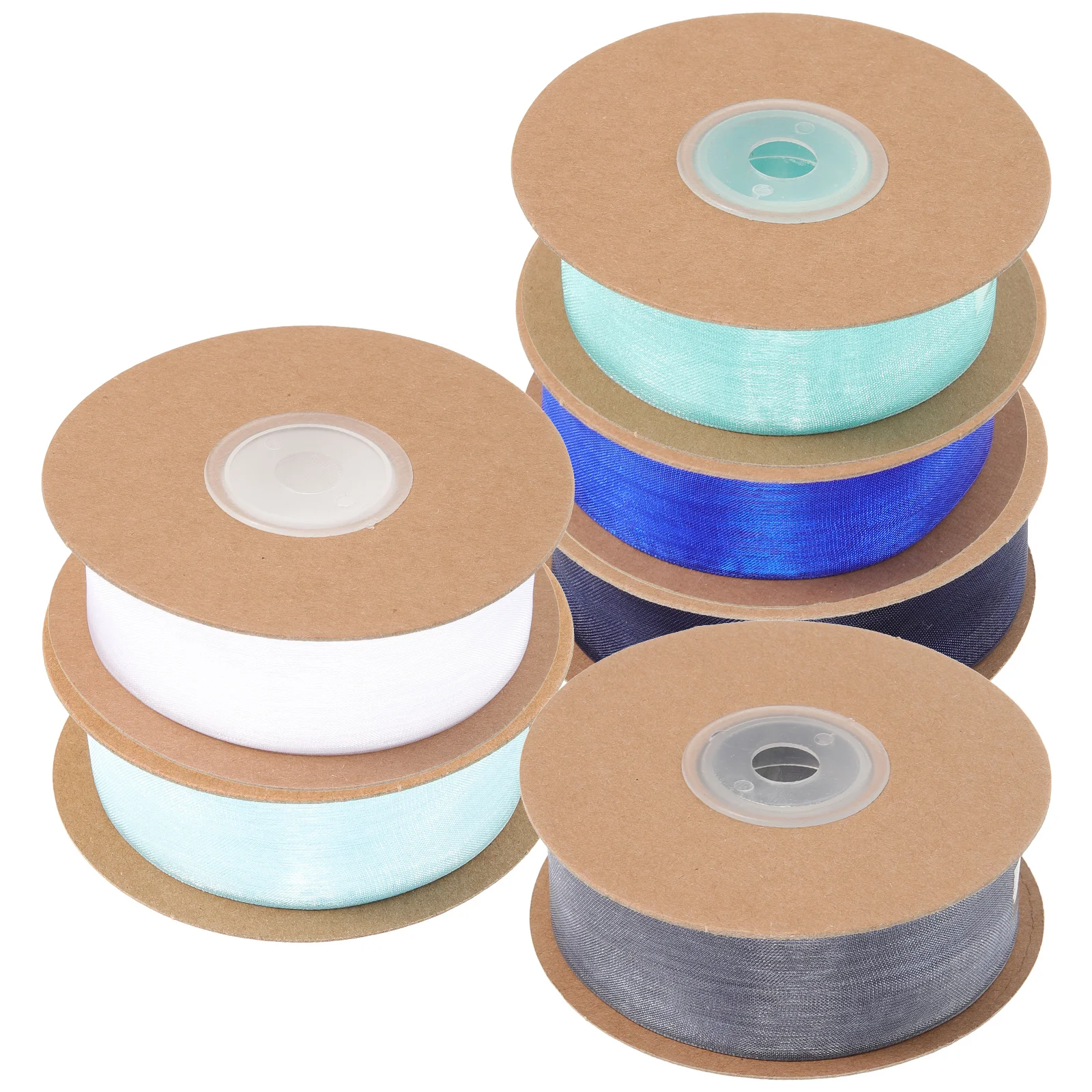 

6 Rolls 1 Inch Blue Ribbon Gift Wrapping Present Package Craft Supplies Chiffon Cuttable Wear Resistant Storage Friendly