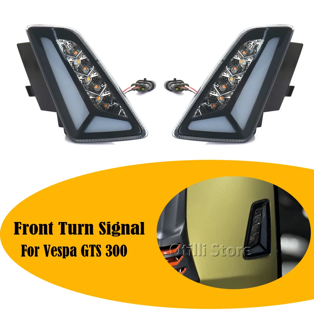 New Motorcycle Accessories Front Rear Turn Signals Blinker Daytime Running LED Light For Vespa GTS 300 GTS300 2023-2025 Set