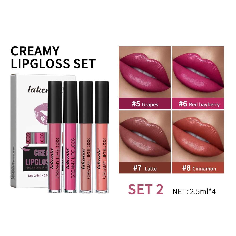 Lipgloss Cream Texture Lipstick Semi-Matte Long Lasting Do Not Fade 8 Colors Experience Richly-Pigmented Shades Peach Makeup