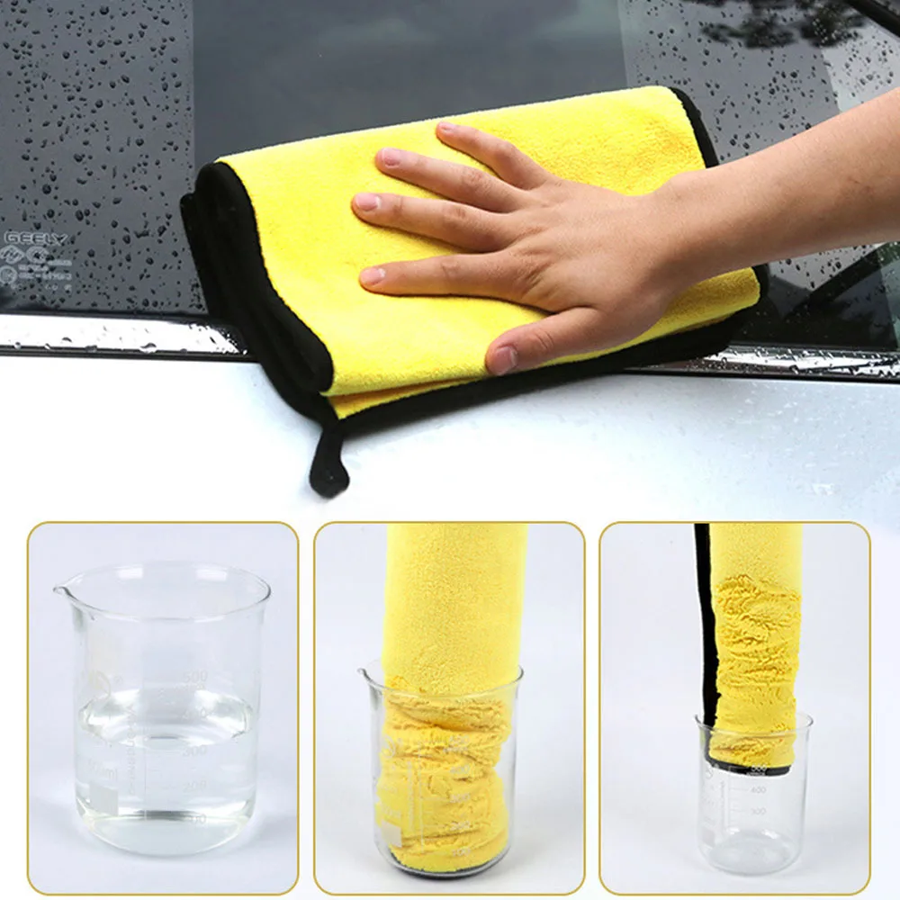 Mikrofaser-Autowaschtuch, weiches Trockentuch zum Waschen des Autos, Detaillierung, Reinigungszubehör, doppellagiges Wildleder-Glastuch – Detail 8