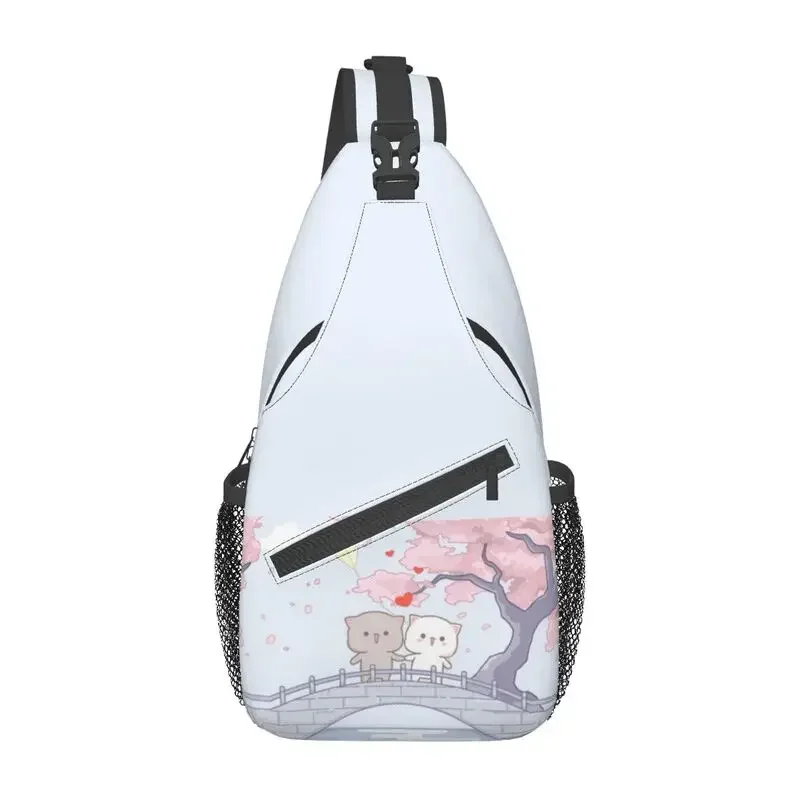 

Casual Romantic Peach And Goma Mochi Cat Crossbody Sling Backpack Men Shoulder Chest Bag for Hiking