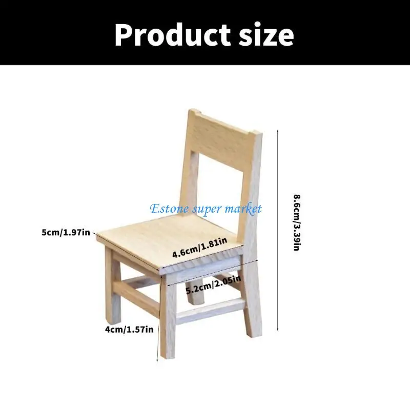 090B واقعية واقعية Zakka Play Play for Kids Display Cairs Model Toy Vintage Chair 1:12 Doll House
