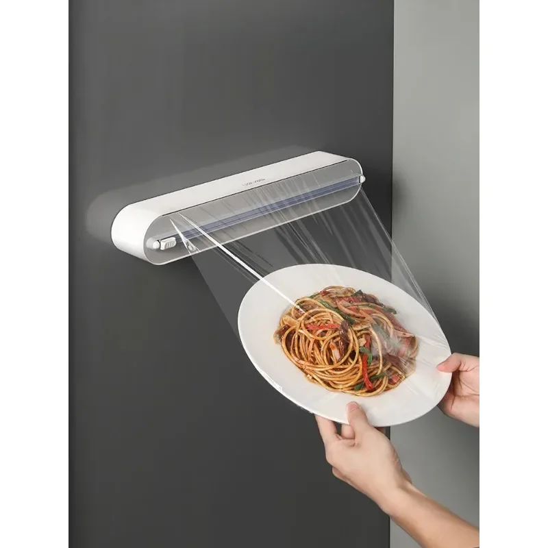 

Food grade special food grade plastic wrap with cutter, magnetic suction household refrigerator, kitchen tear free cutting tool