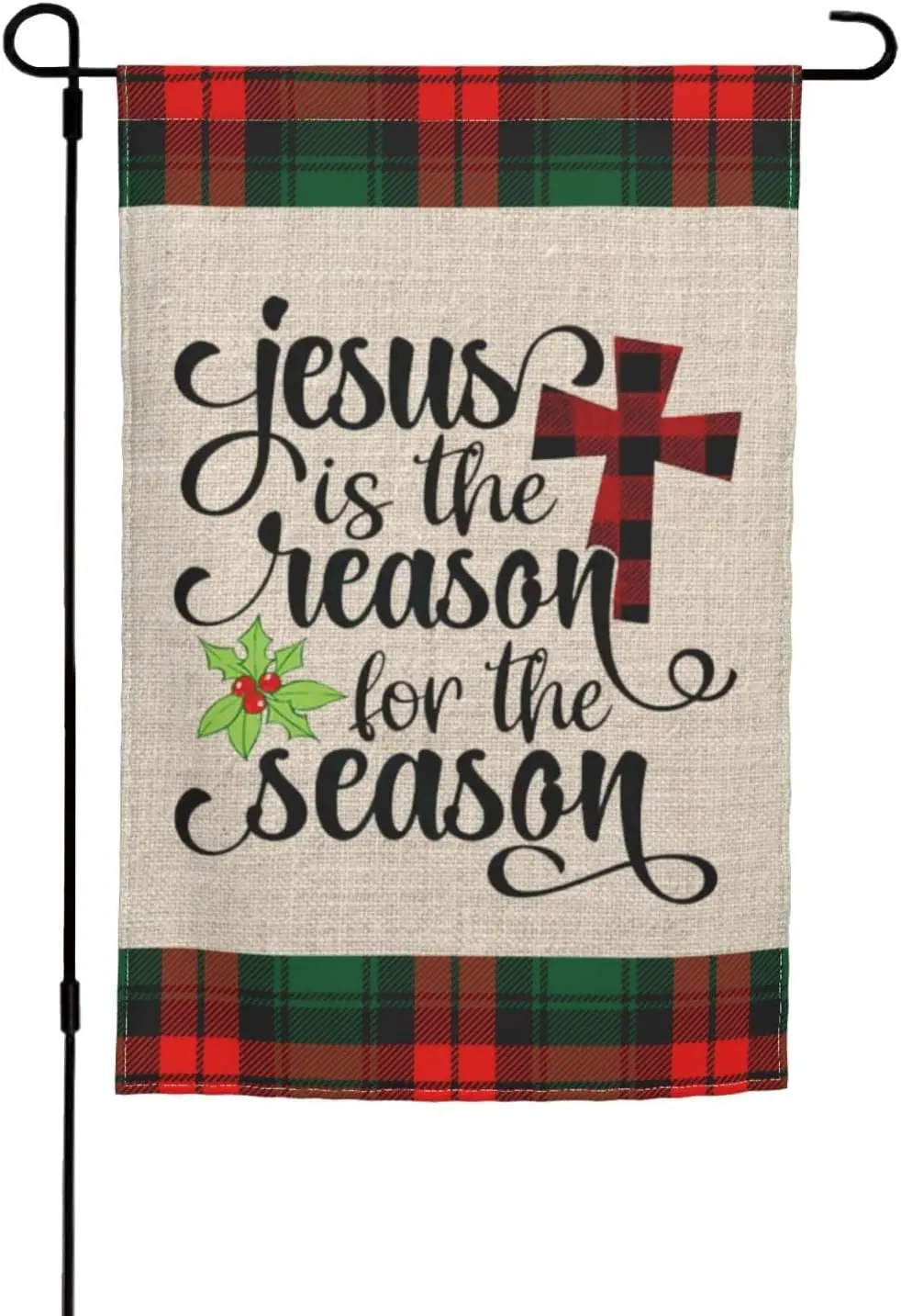 JING Jesus Is The Reason For The Season Garden Flag Vertical Double Sided Burlap Banners Yard Outdoor Home Decor 12'X18'