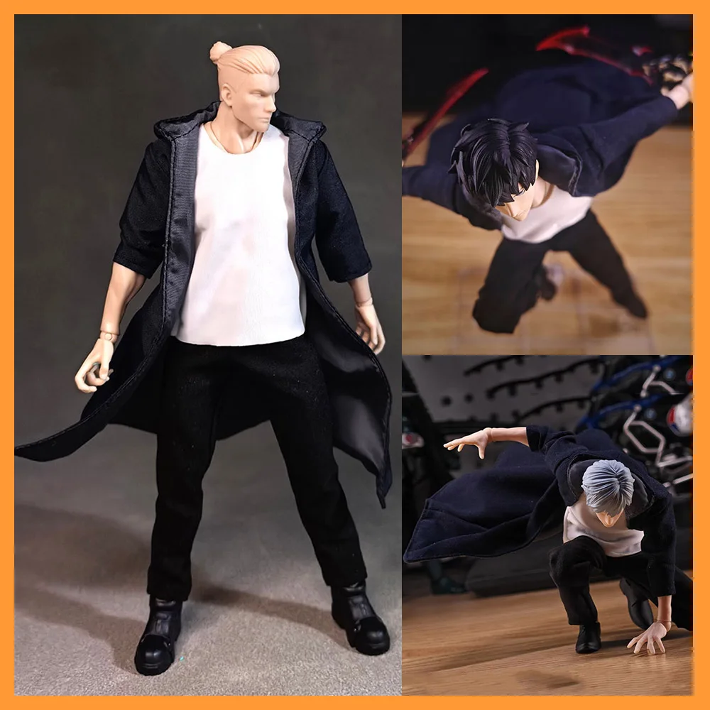 1/12 Solo Leveling Sung Jin-Woo Costume Suit Windbreak T-shirt Pants Accessories for 6
