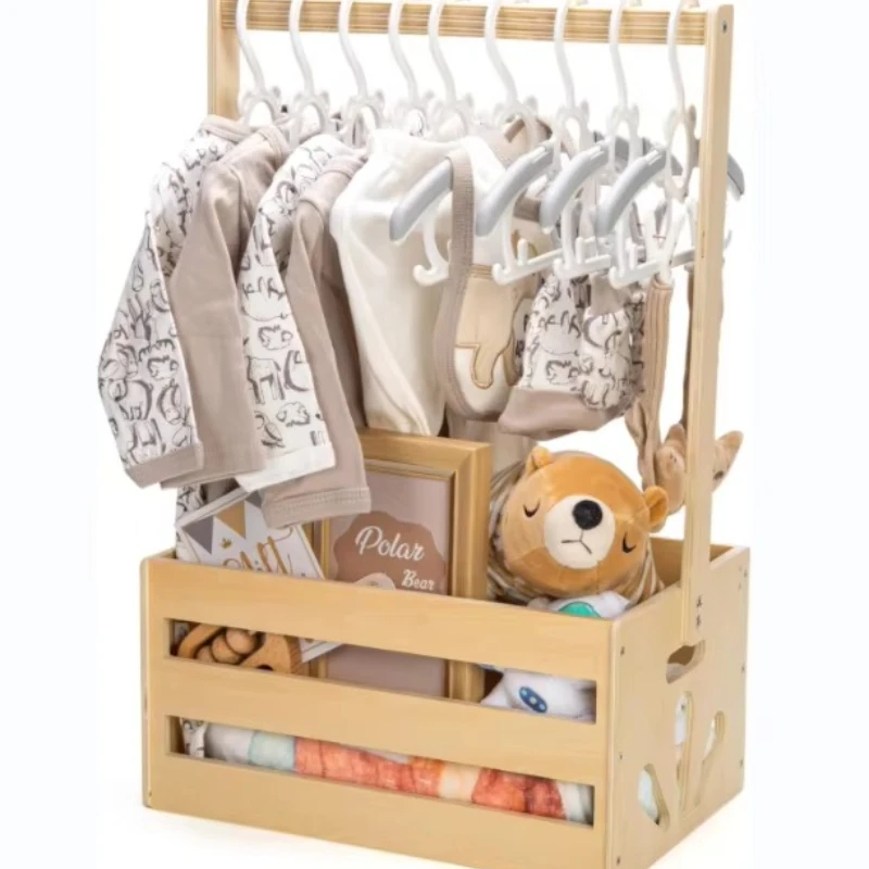 Caja de madera para Baby Shower, armario para recién nacidos, nuevos padres, cesta de regalo de bienvenida, caja de almacenamiento para bebé, caja de regalo de madera