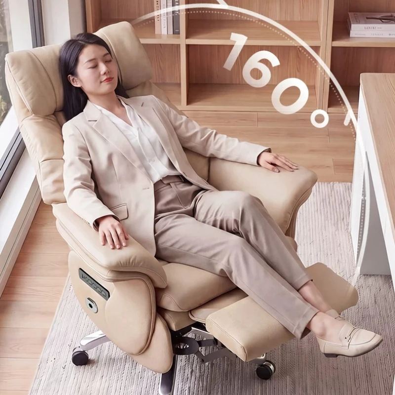 Leather Boss Chair with Massage Ventilation Heating Reclining Executive Office Computer Chair for Long Time Sitting Noon Break