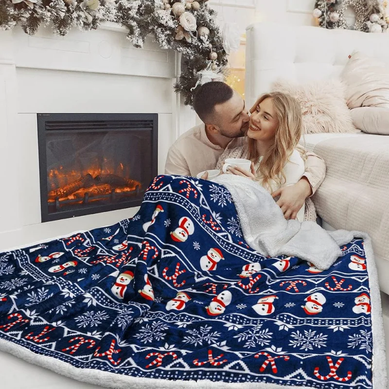 Premium Christmas Sherpa Blanket Decoration Gift Warm and Comfortable Holiday Leisure Fashion