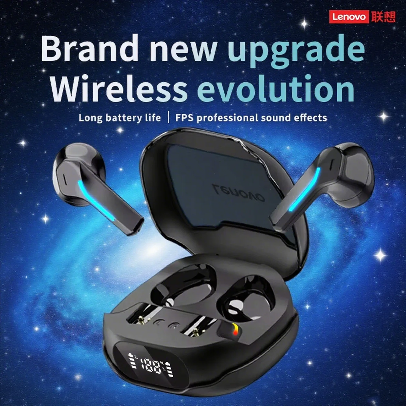 Lenovo TG101 Bluetooth 5.4 FPS Gaming Headset | 7.1 Virtual Surround Sound, 20H+ Battery