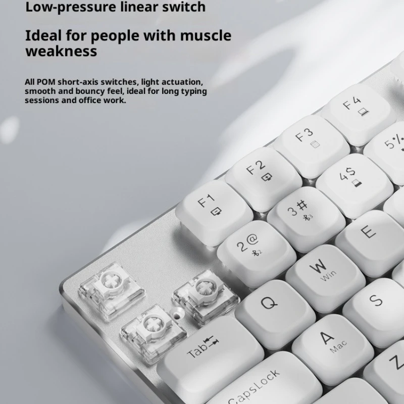 Teclado mecánico de perfil bajo RGB ergonómico inalámbrico Bluetooth teclado multimodo ultrafino y silencioso para computadoras de oficina