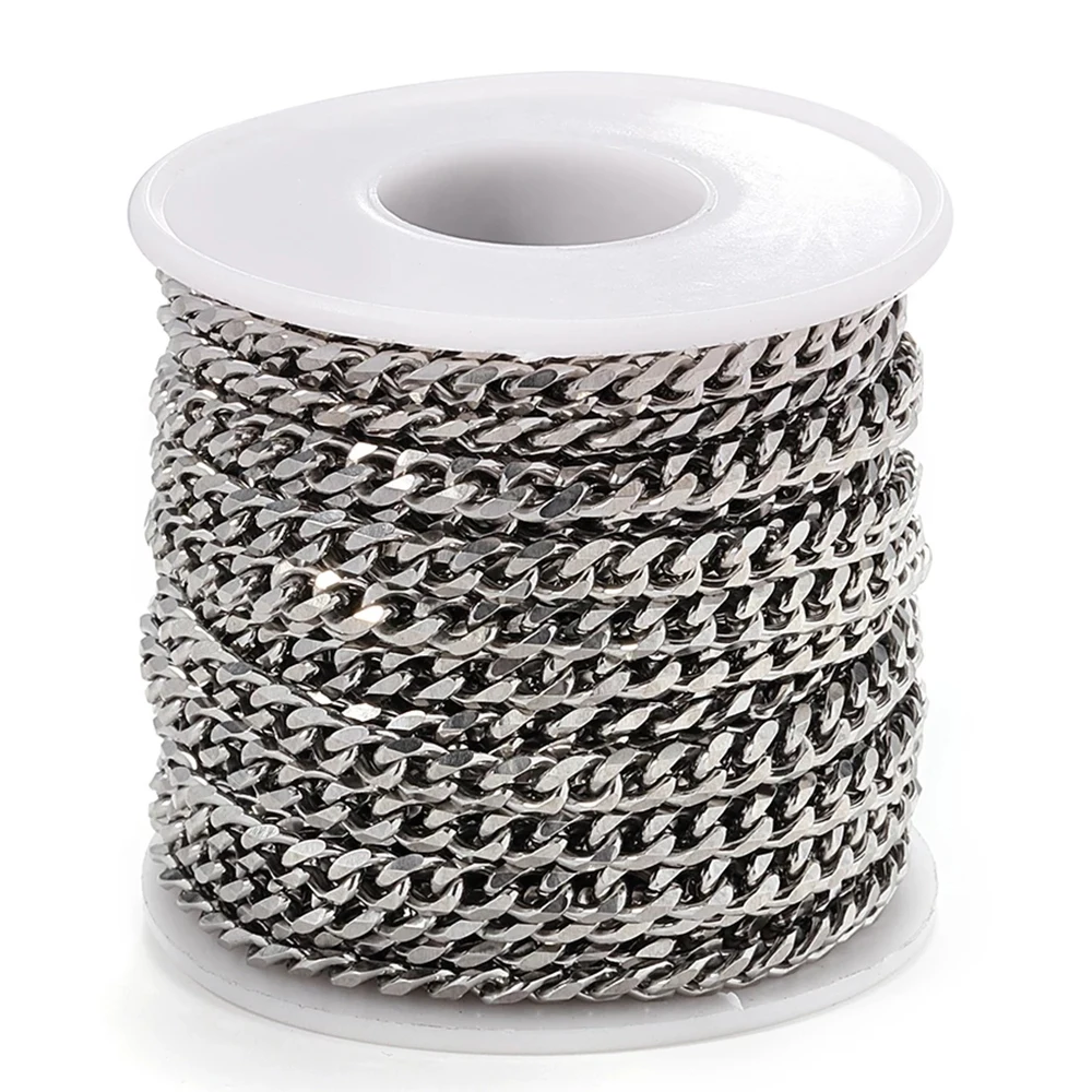 1 metr łańcuch krawężnika ze stali nierdzewnej 5/6mm Link luzem biżuteria łańcuchy DIY naszyjnik bransoletka akcesoria do tworzenia biżuterii ustaleń