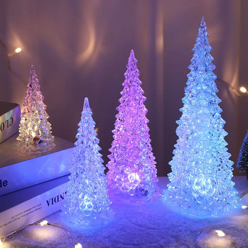 Household Crystal Christmas Luxury Luminous Lights Christmas Tree Ornaments Living Room Table Top Small Gifts Home Decoration