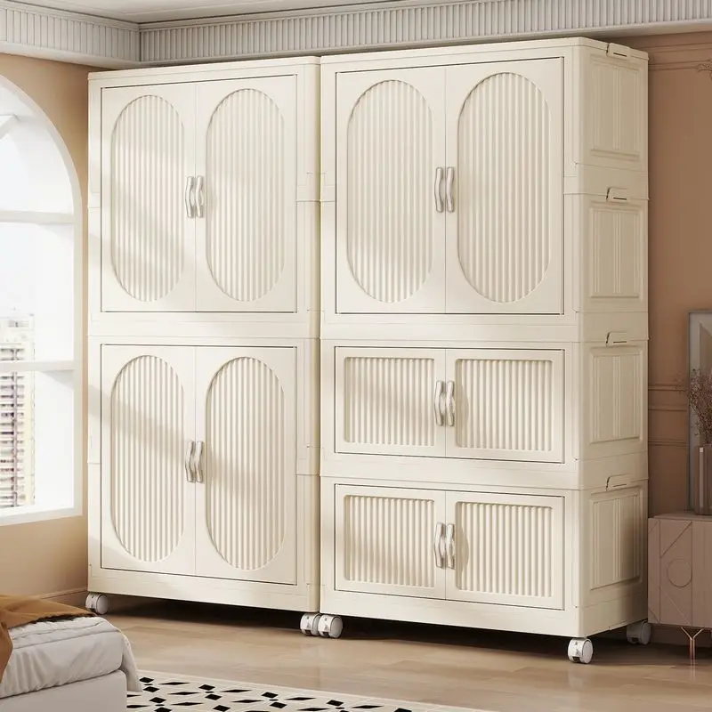 Foldable Baby Closet Plastic Infant Wardrobe Children's Clothing Storage Cabinet for Home Bedroom No Installation Needed