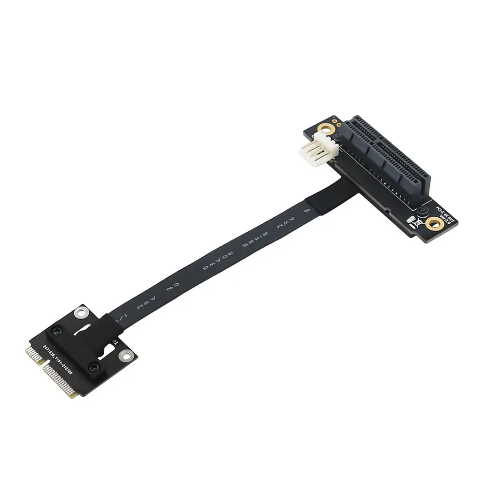 Add On Cards 270 Degree Mini PCIe To PCI-E 4X Adapter Cable Mini PCI Express to PCI-E X4 Riser 4Pin Power Connector for Extender