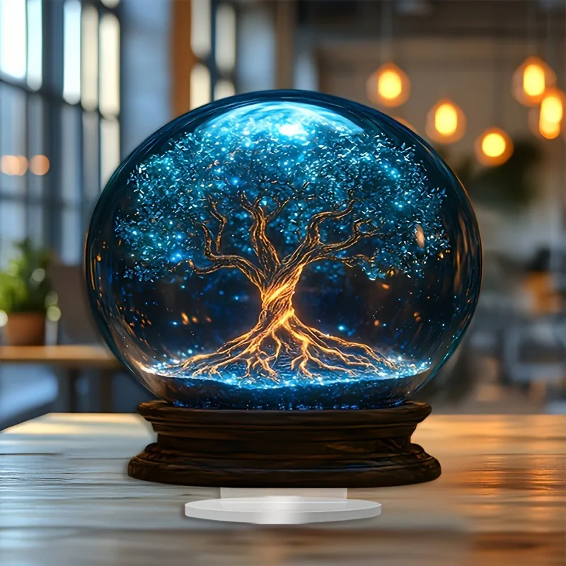 Crystal Starry Sky Blue Tree Acrylic 2D Flat Home Decoration. Suitable for decorating living rooms, bedrooms, and study rooms