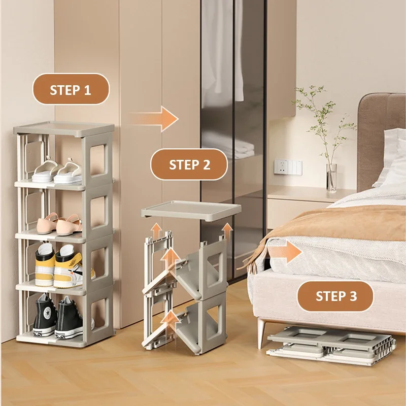 Installation-free Folding Shoe Rack Household Dustproof Shoe Box Space-saving Multi-tier Shoe Cabinet