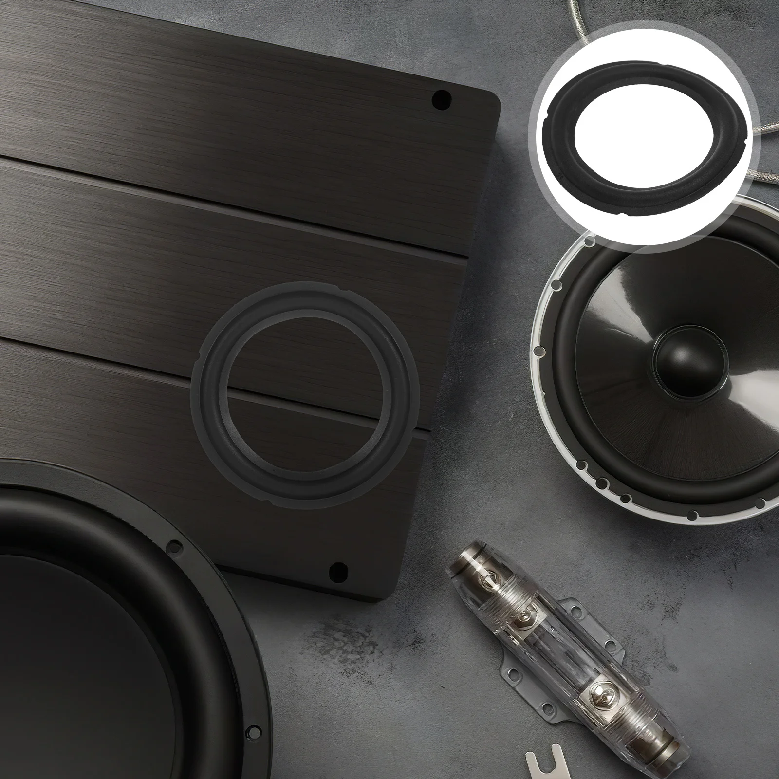 

4pcs Rubber Speaker Edge Rings 3.93Inch Replacement Surround Repair Parts For Loudspeaker Diy Restoration Kit Portable Audio