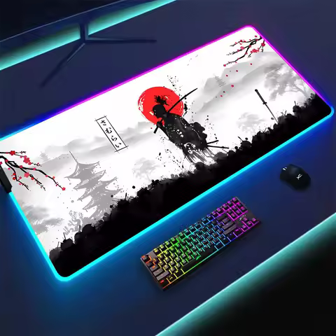 RGB Mouse pad Japanese samurai gaming mats XXL desk mat rubber anti-slip anime mousepad pc accessories keypad expansion pads
