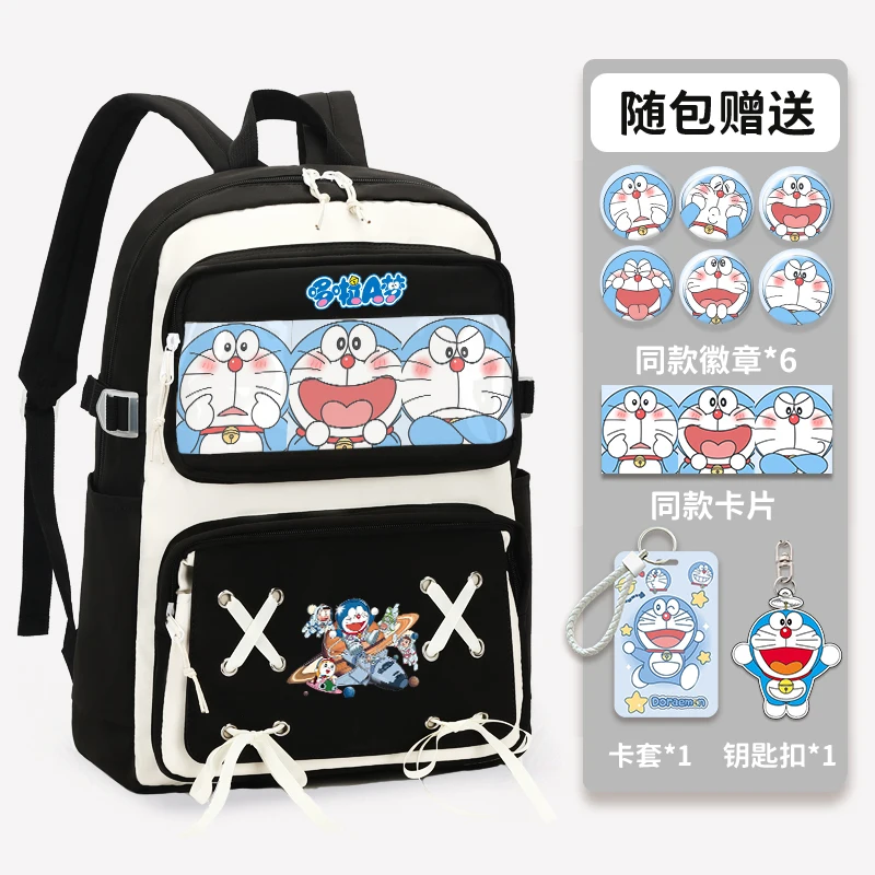 Doraemon school bag for students in grades 3-6, simple college style large capacity back to school backpack