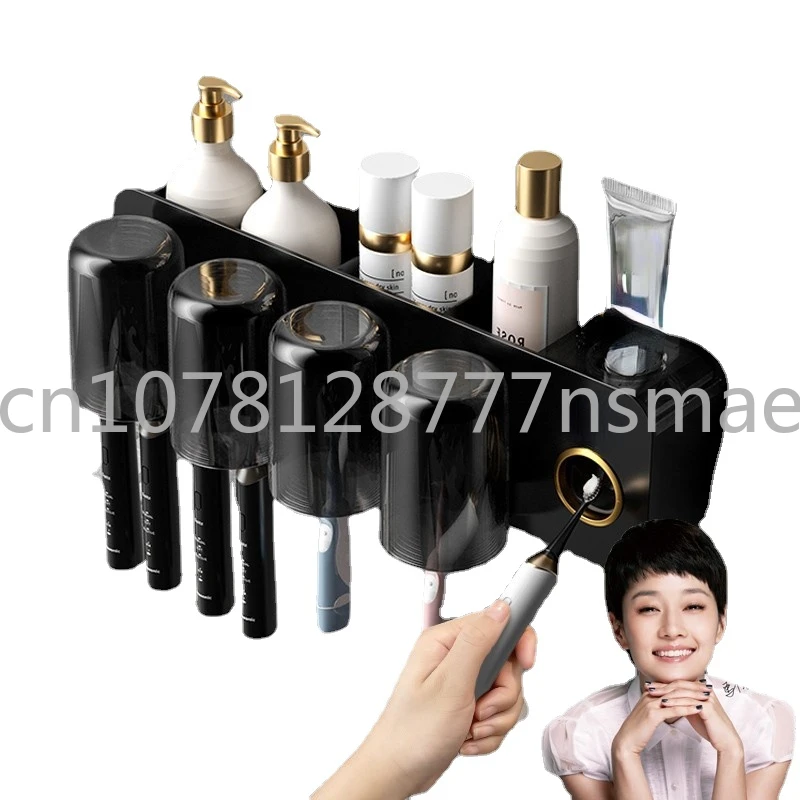 Toothbrush Holder Punch-Free Wall-Mounted Electric  Gargle Cup Storage Rack Tooth-Cleaners