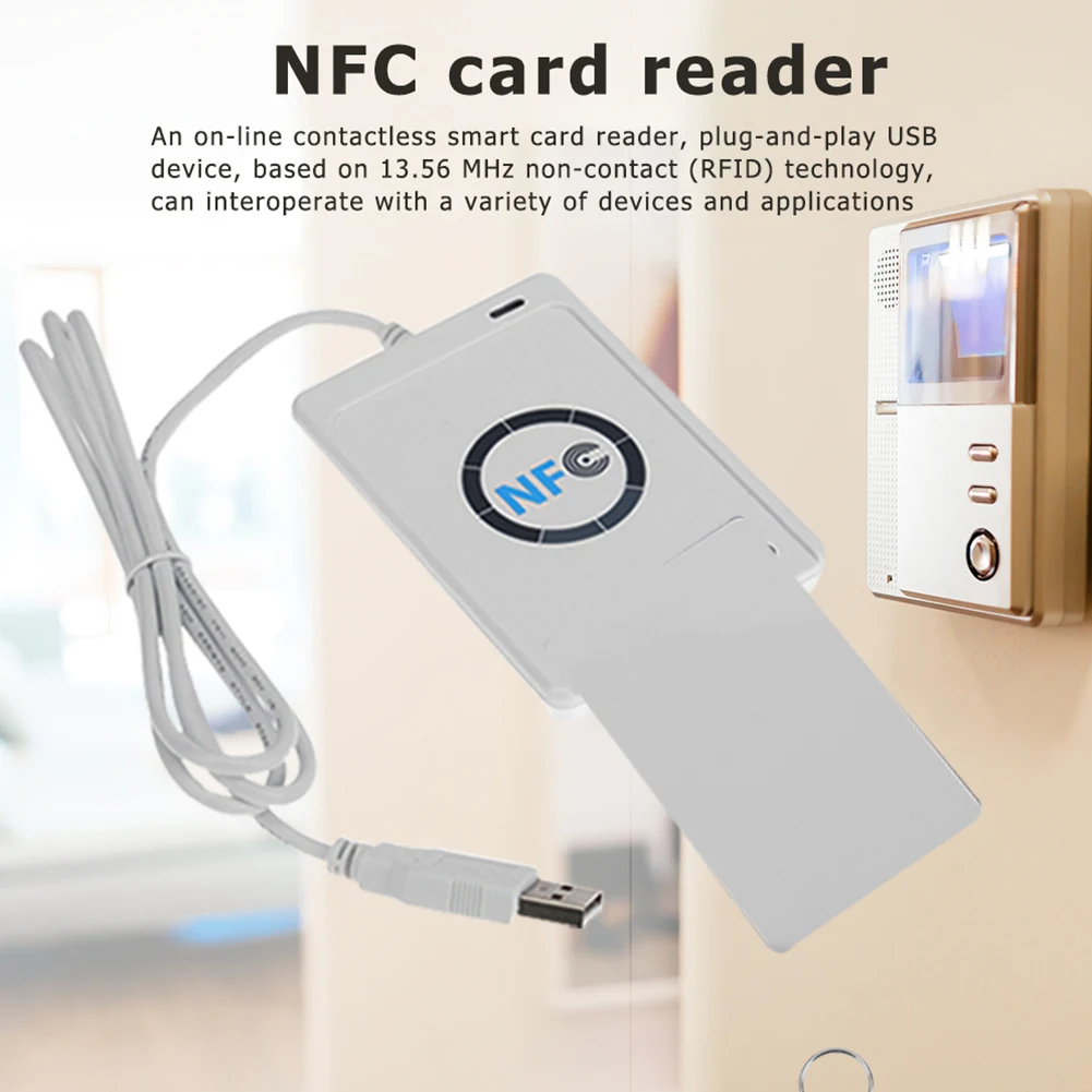ACR122U NFC قارئ الكاتب التوصيل والتشغيل جهاز USB كاتب القارئ الذكي بدون تلامس للتحكم في الوصول التذاكر الإلكترونية