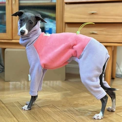 Warm Fleece Purple Pink Sweatshirt for Mid Dogs Autumn Soft 4-legged High-Neck Windproof Winter Coat for Italy Little Greyhound