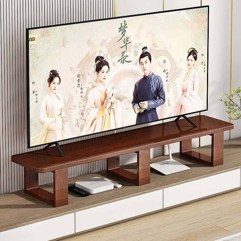 Solid Wood TV Stand with Adjustable Height, Lift Top PC Desk & Storage Organizer