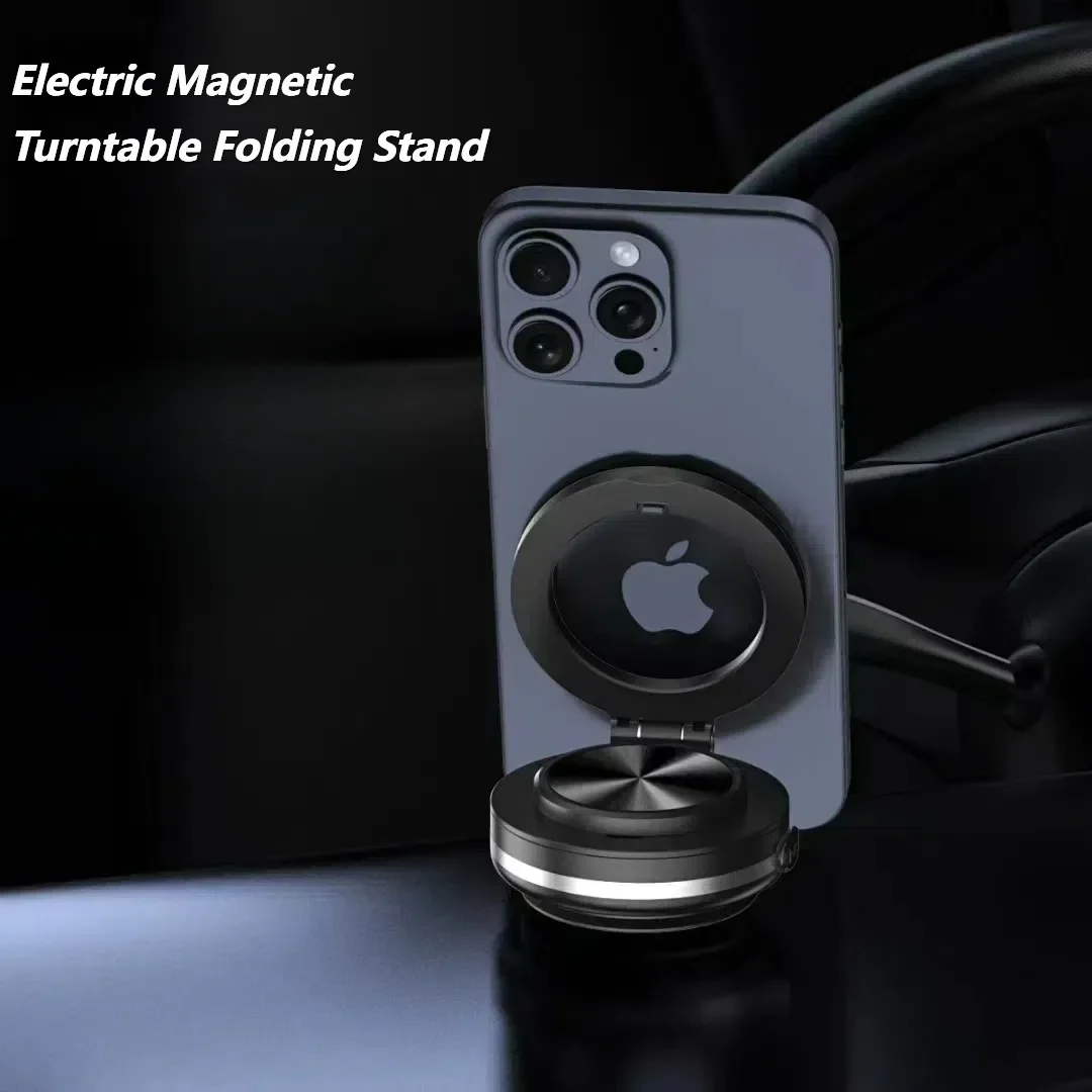 Vacuum Magnetic Suction Cup Folding Swivel Stand 360° Rotation For Magsafe Electric Vacuum Swivel Stand Electric Phone Holder