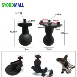 25mm Ball To 1/4 Screw Adapter 25 mm Head To 4 Claw Head for Mobile Phone Clip Tripod Selfie Bar Recorder Connector Accessories