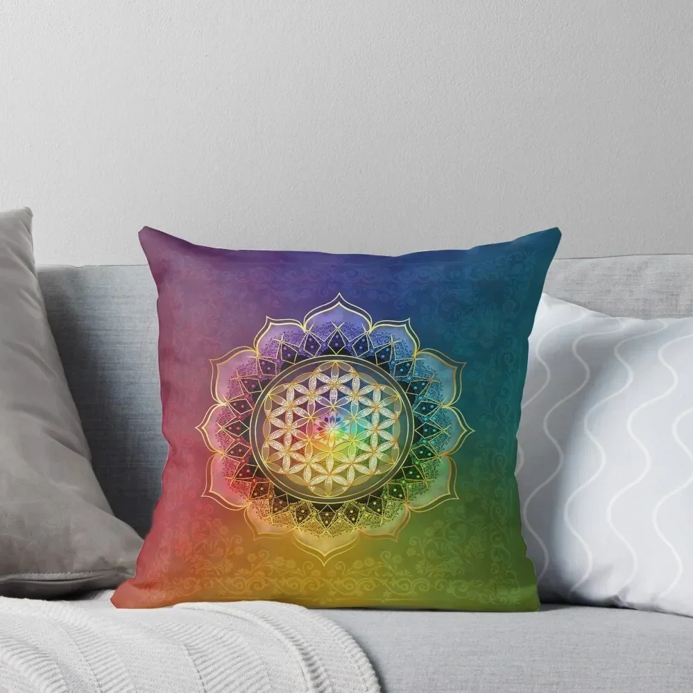 

Rainbow Flower of Life with Lotus Throw Pillow Rectangular Cushion Cover Decorative Cushions pillow