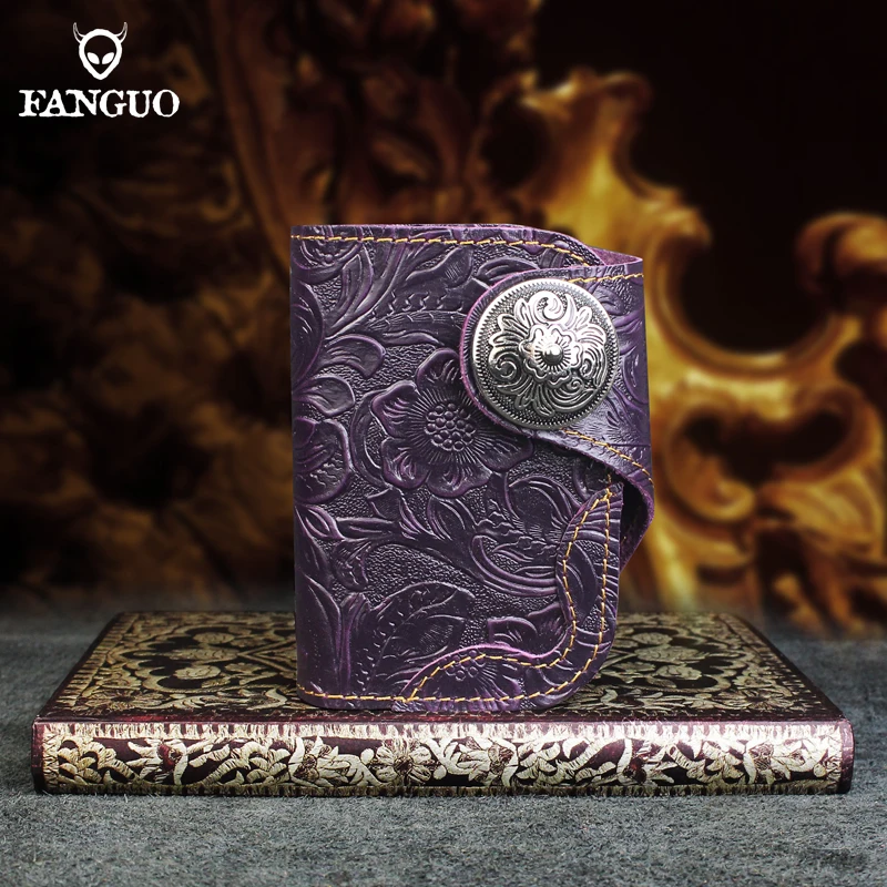 Original Genuine Leather Men's Key Wallet Vintage Card Holder Coin Purse Card Case Bag Home Housekeeper Key Organizer Pocket