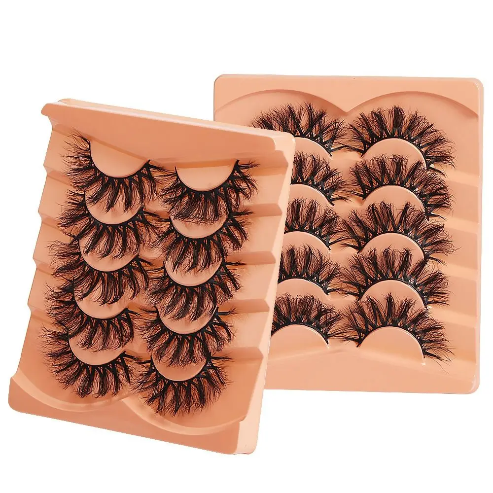

5Pairs Simulated Mink Hair Thick False Eyelashes Curled DIY Full Strip Eyelashes Soft Long Lasting Curl False Eyelashes Party