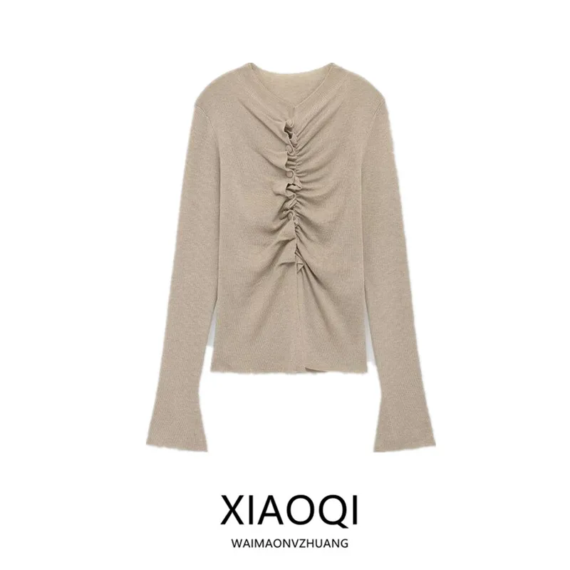 

Winter 2025 Women's Knitted Long Sve round Ne Gored Outerwear Faionable Versatile Sle European And American Sle Sl...