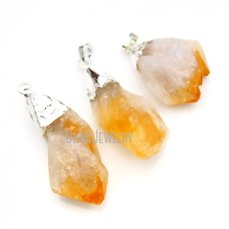 PM16509 Ombre Citrine Pendant    November Birthstone  Rough Cut   Charm