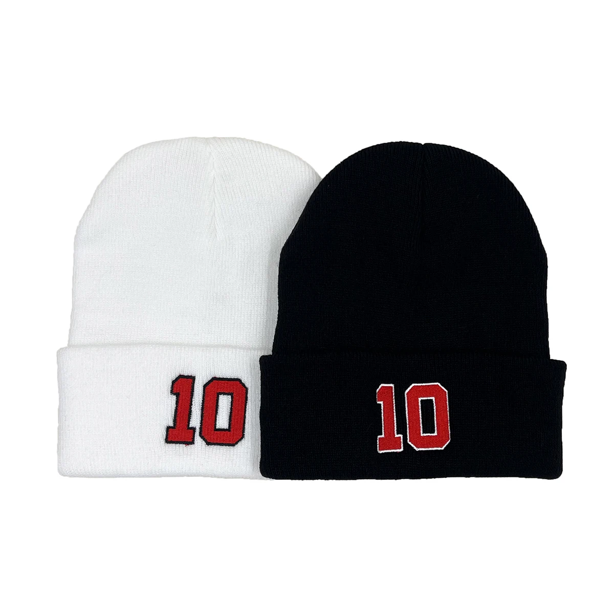 Winter 10th Embroidered Sports Basketball Men's Bean Hat Women's Outdoor Warm Skiing Knitted Hat Fashion Trend Skull Hat