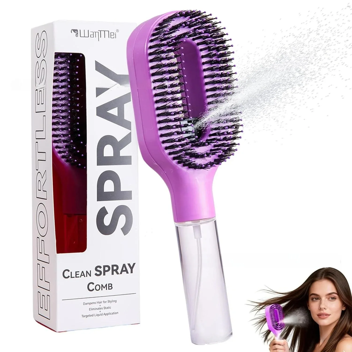 

2 in 1 Spray Massage Comb Essential Oil Water Spray Bottle Anti Static Scalp Massager for Hair Detangling Daily Hair Care Salon