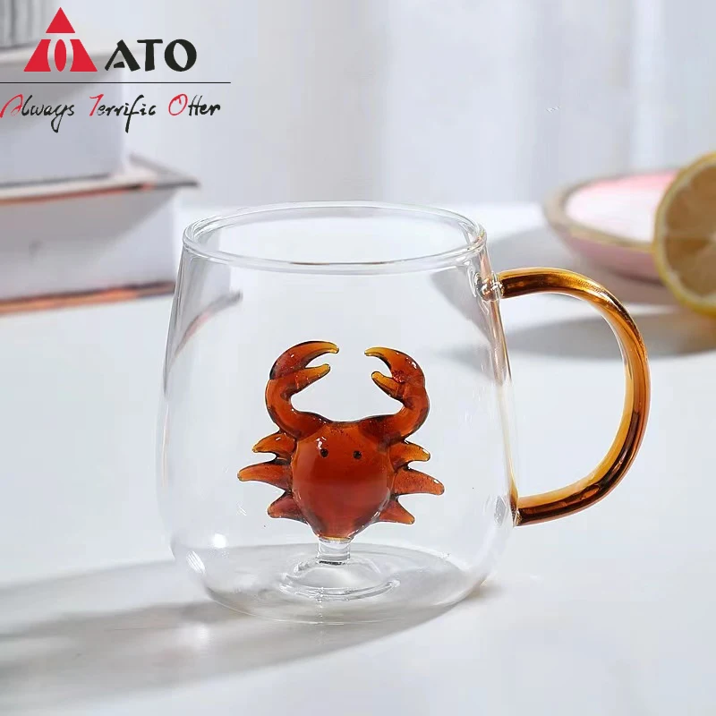 

Lovely Crab pattern Glassware Drink Cup Whiskey Glasses Coffee Mug Kids Milk Water Teacup