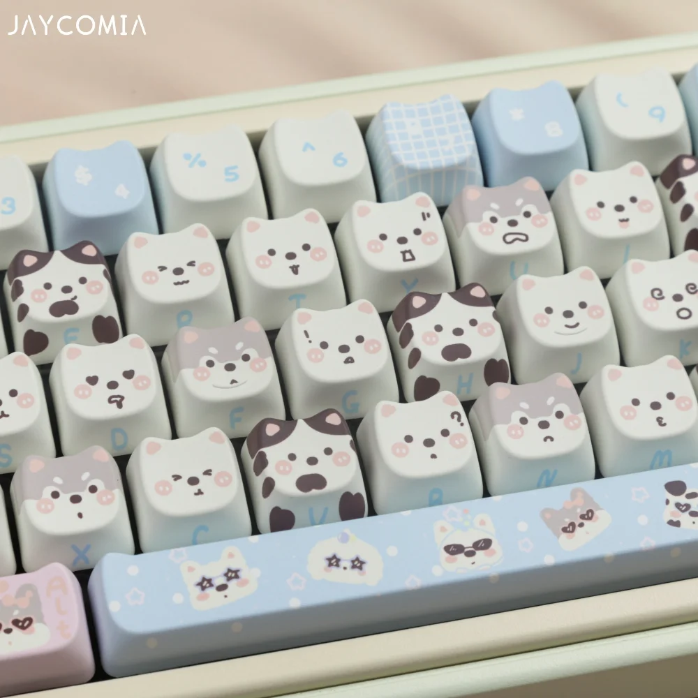 MAO Puppy Cute Keycaps Set PBT Large Full Set of Cat Ears for 61/87/104/108 Mechanical Keyboards