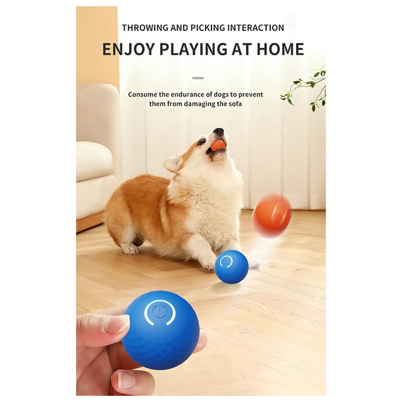 猫用自動ローリングボール,インテリジェントインタラクティブ犬のおもちゃ,充電式ペット強化おもちゃ,咬傷に強い