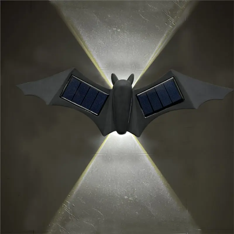 B50C Halloween Bat Solar Wall Light Featuring 3000K Warm Glow, Ideal For Outdoor Home Decor In For Garden, Patio, And Hallway Pe