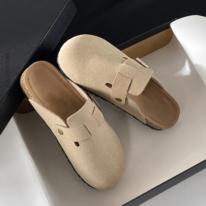 2024 Cork Suede Mules Slippers For Women Fashion Men Clogs Shoes Classic Cork Antislip Outdoor Slippers With Arch Support