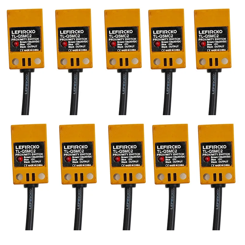 10pcs Metal Inductive Proximity Switch 3-Wire NPN PNP Sensor with 1.5m Cable TL-Q5MC1 Normally Open & TL-Q5MC2 Normally Closed