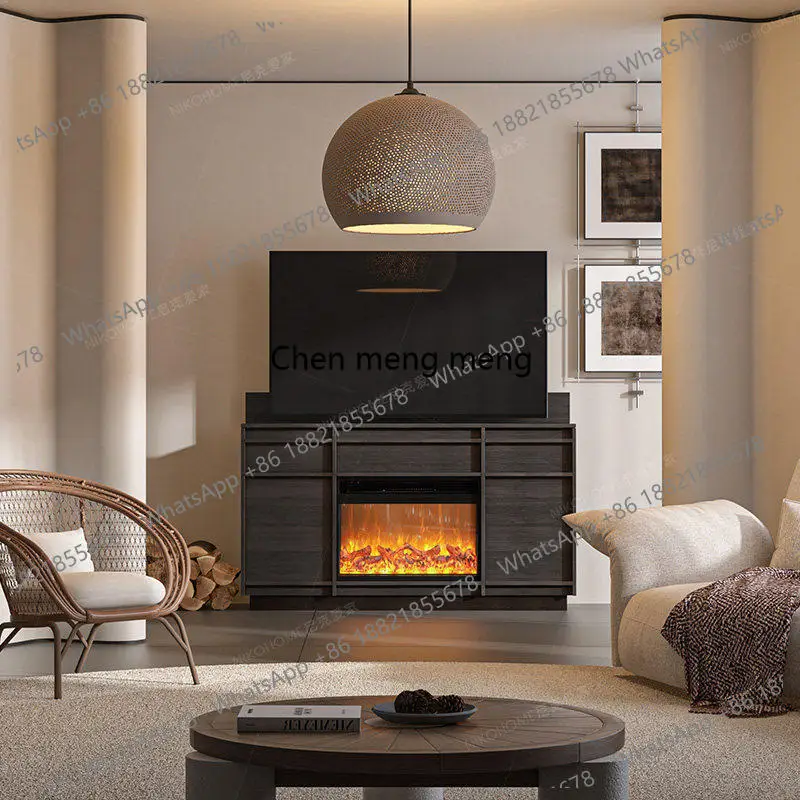 Solid wood automatic lifting TV cabinet one-button hidden telescopic TV cabinet Italian minimalist