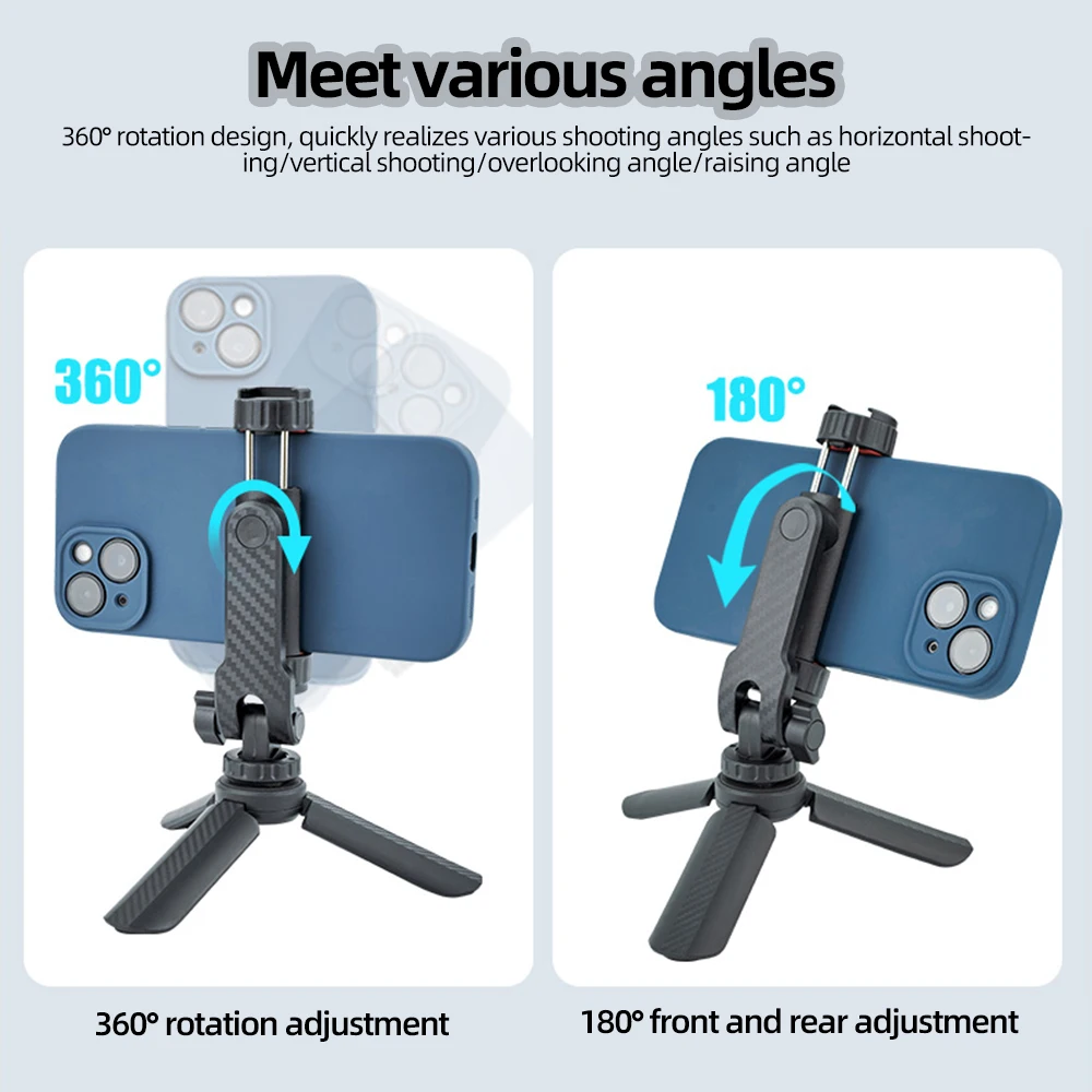 Camera Hot Shoe Phone Clip Holder 360° Rotatable Phone Mount with Cold Shoe for iPhone Samsung Mobile Phone Smartphone Vlog