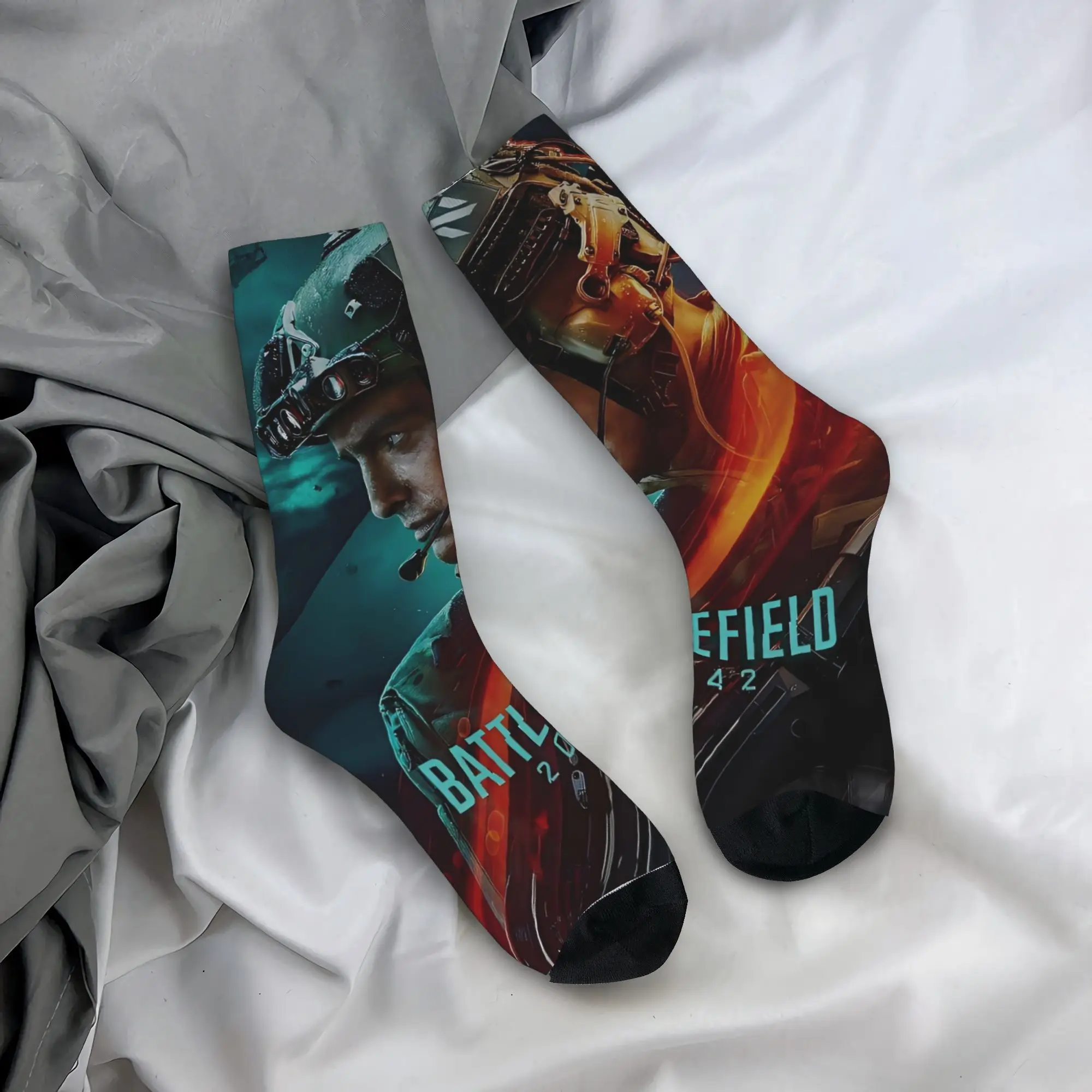 

Battlefield 2042 Game Socks Printed Stockings Non Slip Adults Men Socks Medium Soft Winter Modern Skateboard Socks