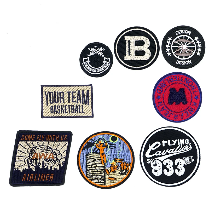 

Letter B M Smile Boy Well Star Number Round Icon Embroidery Applique Patches For Clothing DIY Iron on Badges on the Backpack