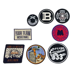 Letter B M Smile Boy Well Star Number Round Icon Embroidery Applique Patches For Clothing DIY Iron on Badges on the Backpack