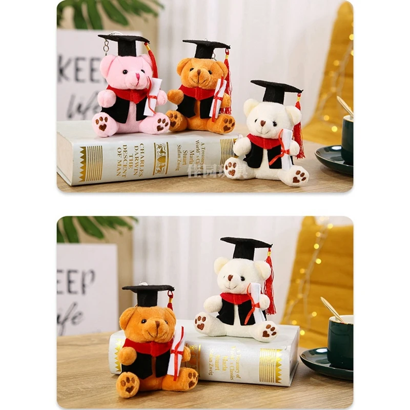 Bear Plush Toy Student Doll Mascot Pendant Doll For Graduation Gifts Company Activities Small Gifts