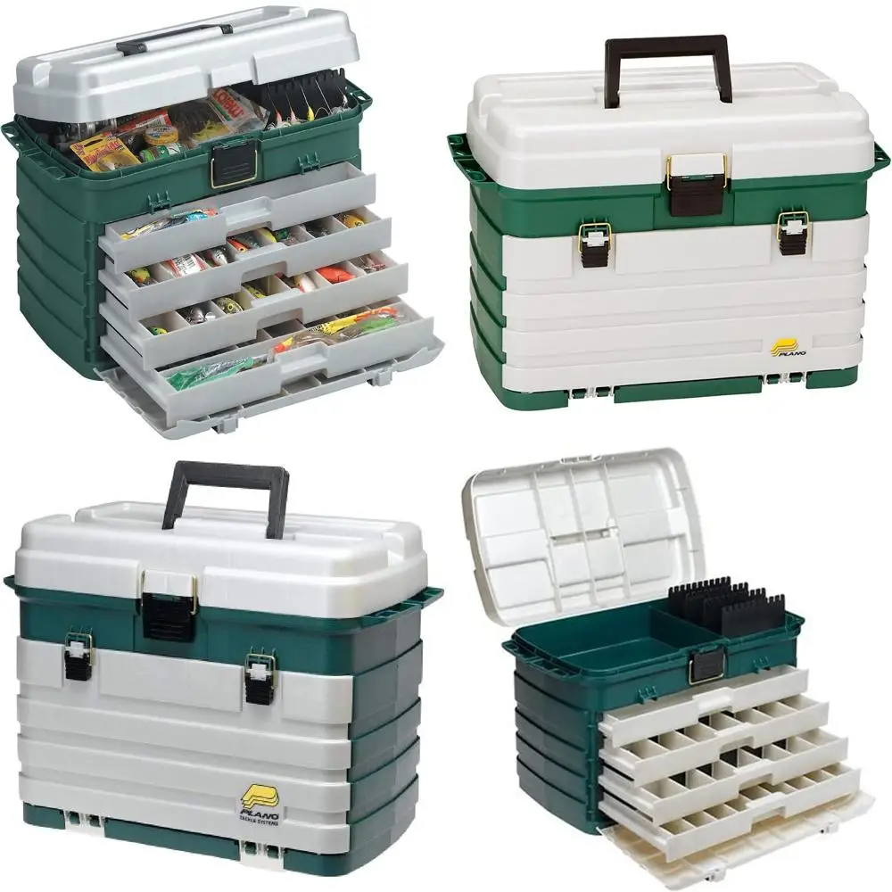 صندوق معالجة بأربعة أدراج أخضر معدني/فضي، مقاس واحد #1